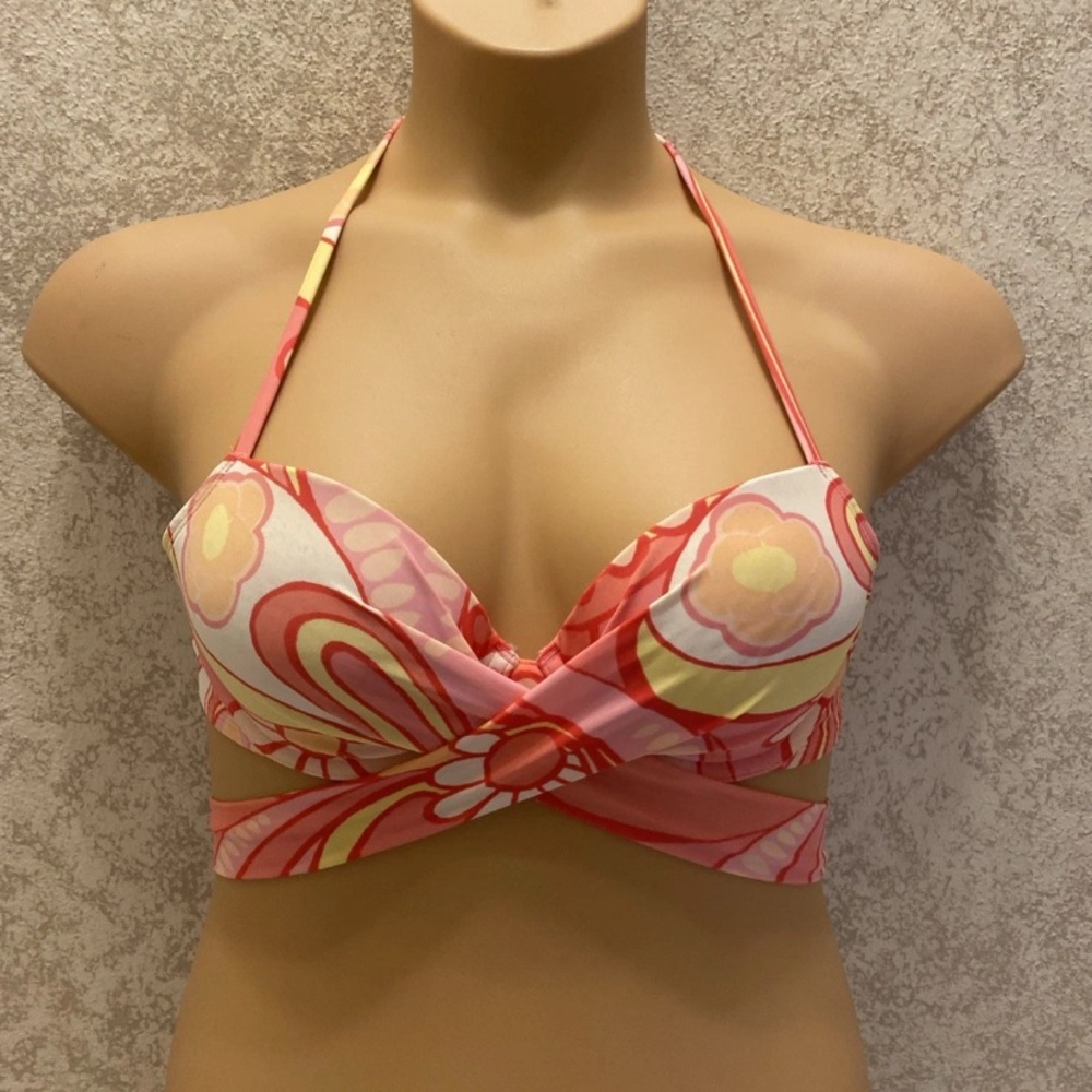 Aerie Pink Retro Floral Bikini Top
